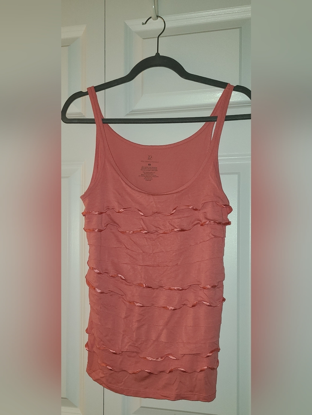 New York & Company Coral Ruffle Tank- Size Medium